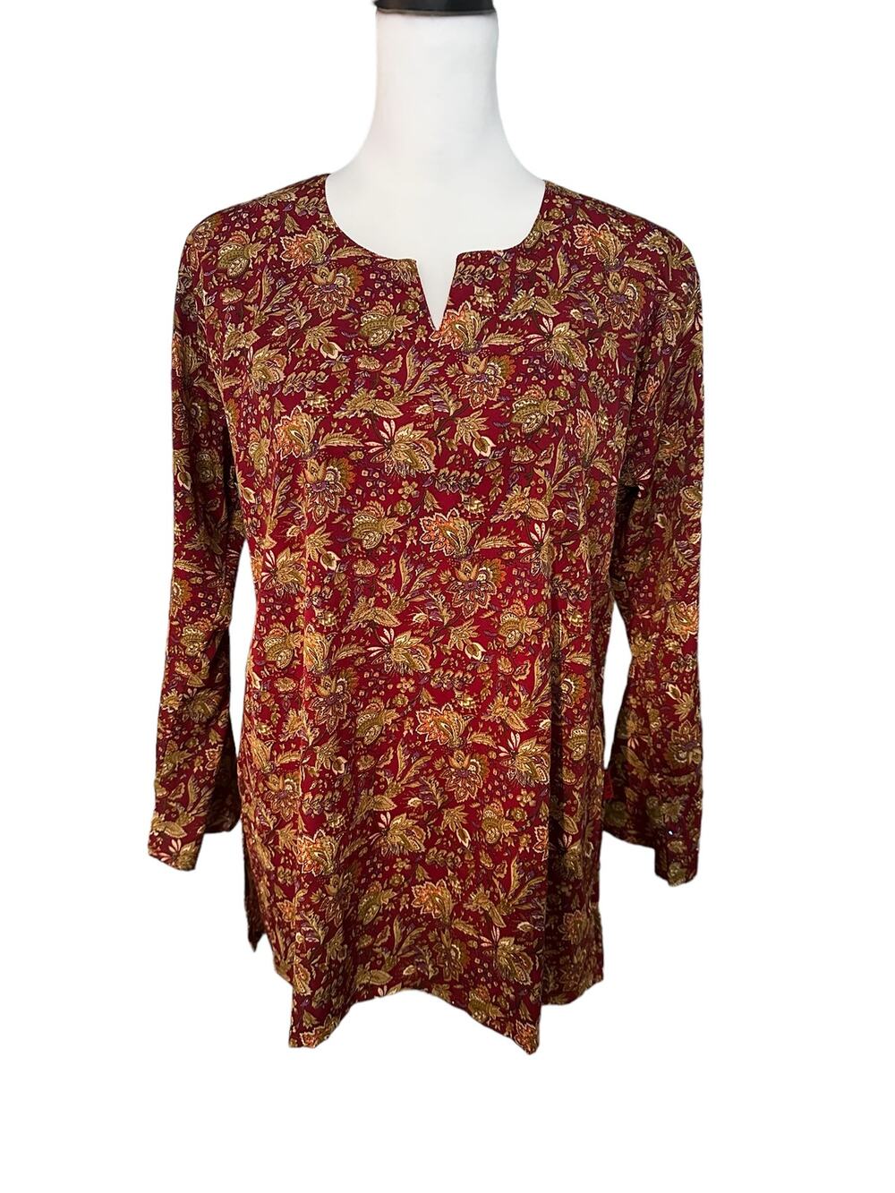 LA Fille XXL Red Gold Long Sleeve Top Women's